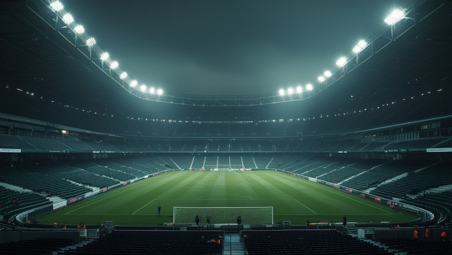 Sân vận động về đêm trong trận tranh hạng ba World Cup 2026, không khí trầm lắng hơn chung kết